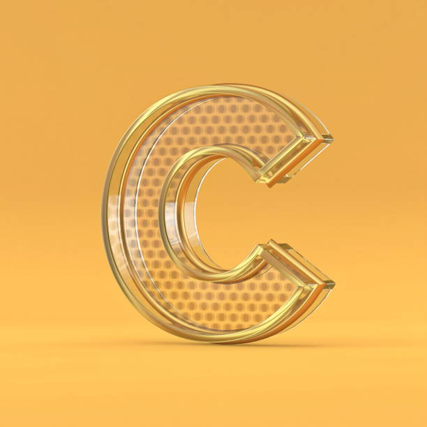 istock Gold wire and glass font letter C 3D 1447244373