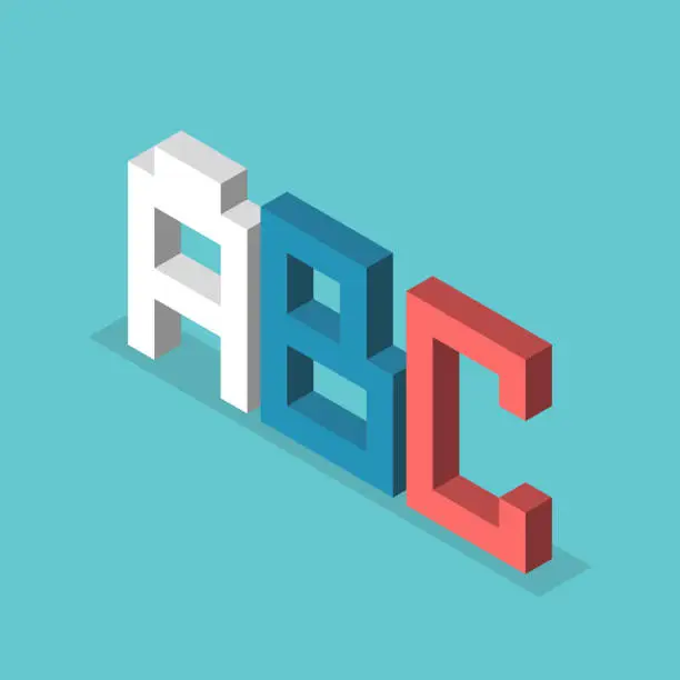 Vector illustration of Isometric ABC letters, learning