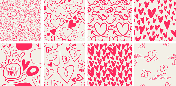 Valentines Seamless pattern set