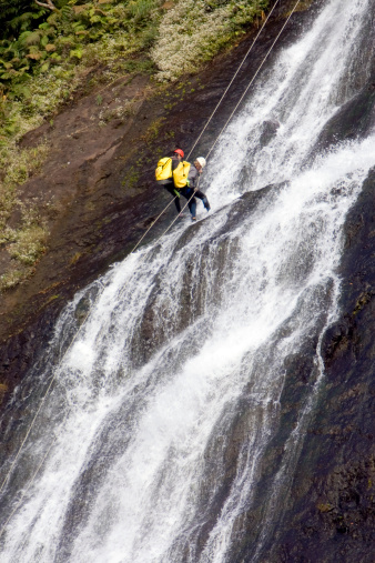 Rappelling down