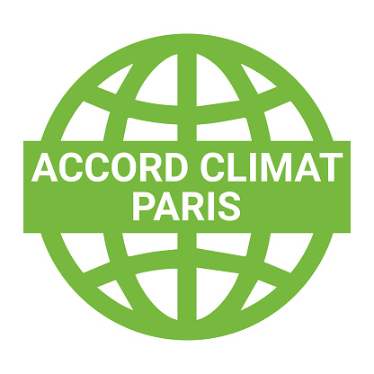Paris climate agreement symbol called accord climat in French language