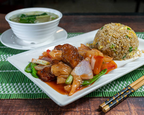 istock Tipakay with pork chunks and chaufa. Peruvian Chinese food. Chifa 1447247431