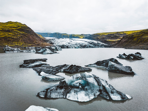 Iceland, Jokulsarlon lagoon, Beautiful cold landscape picture of icelandic glacier lagoon bay. High quality photo