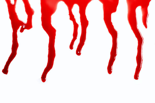istock Drops of blood on white background. 1447261398