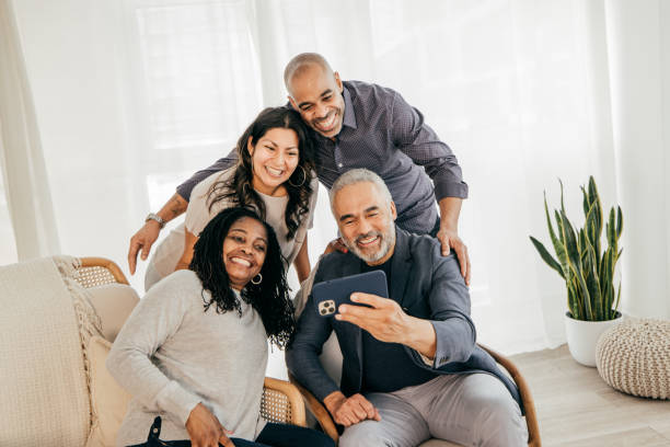 istock Family together celebrating Holidays 1447261425