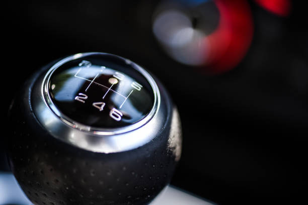 istock Selective focus six speed gear shift in truck car . Gear transmission.copy space 1447269855