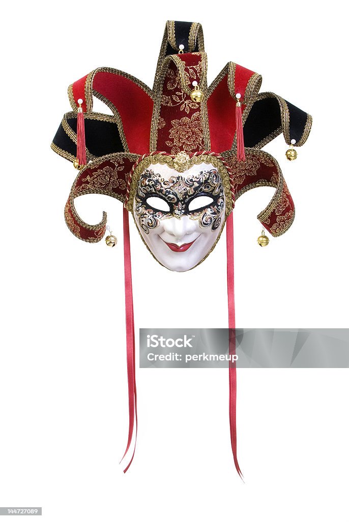 Venetian Mask A beautiful carnivale mask from venice Italy. Isolated on white Jester Stock Photo