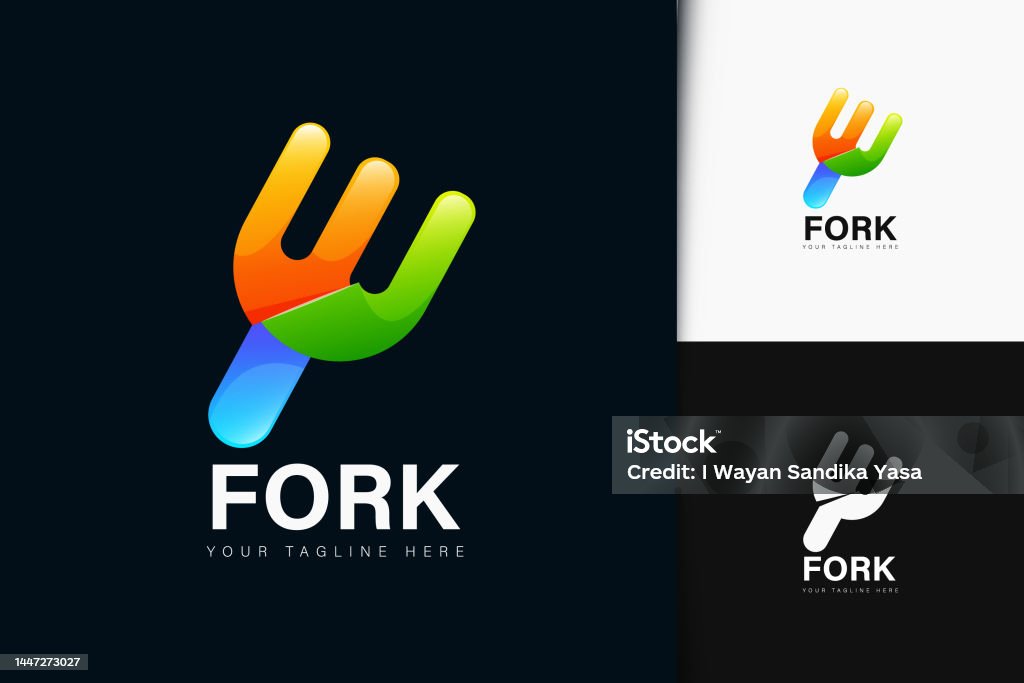 Fork First Design Fork Design With Gradient Vector Illustration Stock Illustration ...
