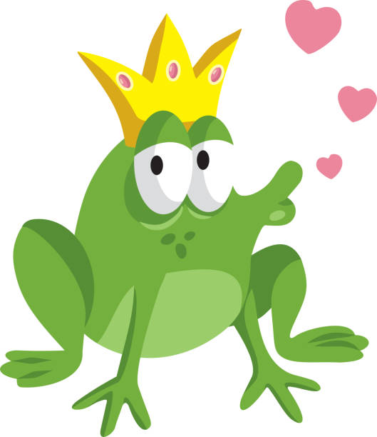 illustrations, cliparts, dessins animés et icônes de prince frog personnage envoi de baisers vector illustration de bande dessinée - ugliness crown valentines day frog