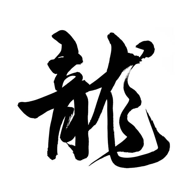 ilustraciones, imágenes clip art, dibujos animados e iconos de stock de chinese calligraphy para el año del dragón - chinese script