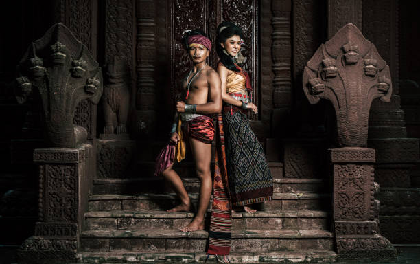 istock Young Actor and Actress wearing beautiful ancient costumes 1447285195
