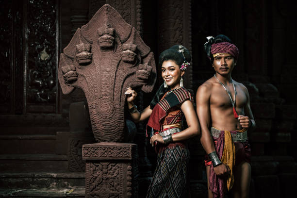 istock Young Actor and Actress wearing beautiful ancient costumes 1447285925