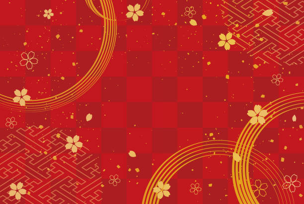 ilustrasi latar belakang tahun baru. latar belakang yang indah dengan pola jepang. - tahun baru ilustrasi stok