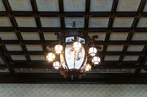 A luxurious chandelier on the roof