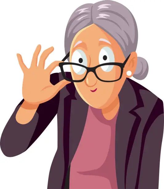 Vector illustration of Funny Woman Looking Over her Glasses Vector Cartoon Illustration