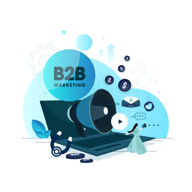 Vector illustration of Digital B2B marketing strategies concept