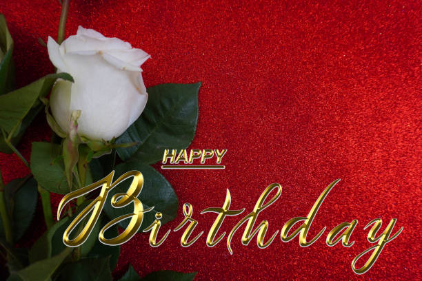 happy birthday card with flowers white roses
