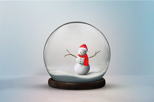 Christmas Holiday background in a snowball. Snowball with christmas on a simple white background.