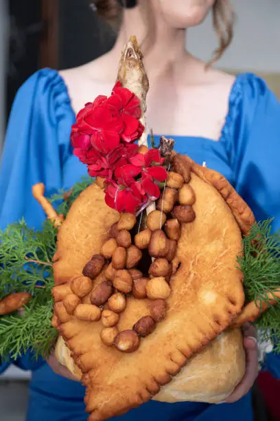 Photo of Gaina, Romanian traditions, Godparents chicken at wedding in Romania ,2022