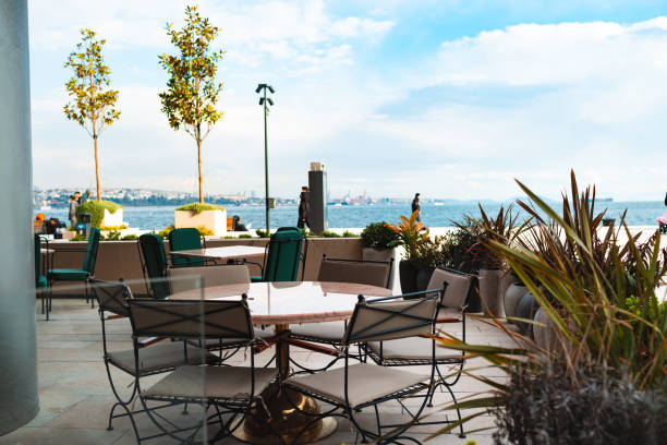 istock Empty open air restaraunt near sea in Istanbul 1447301532