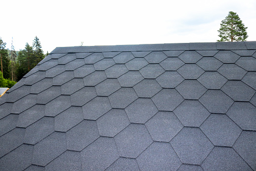 Newly installed asphalt shingle roof