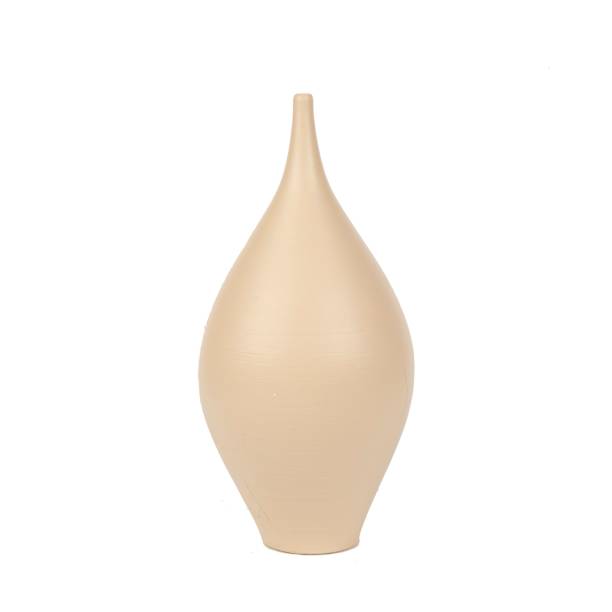 istock Minimalistic white ceramic convex vase on a white background - decoration for an interior 1447307668