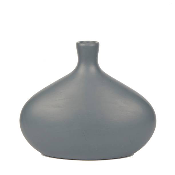 istock Minimalistic gray ceramic convex vase on a white background - decoration for an interior 1447307676