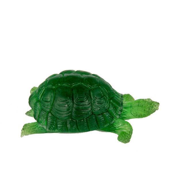 istock Green glass turtle on a white background - decoration for an interior 1447307779
