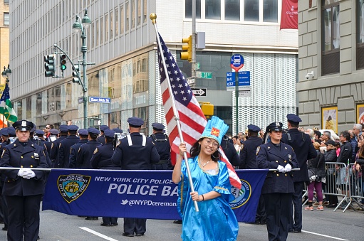 New York, United States – April 24, 2022: Festive marching during annual Persian day Parade along Fifth Avenue in New York City, USA