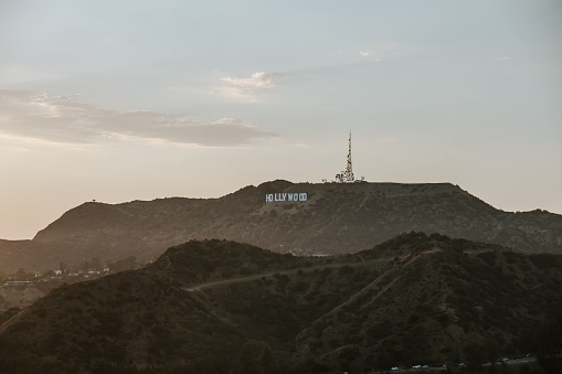 Los Angeles, United States – September 03, 2022: A beautiful view of a Hollywood sign at the sunset time