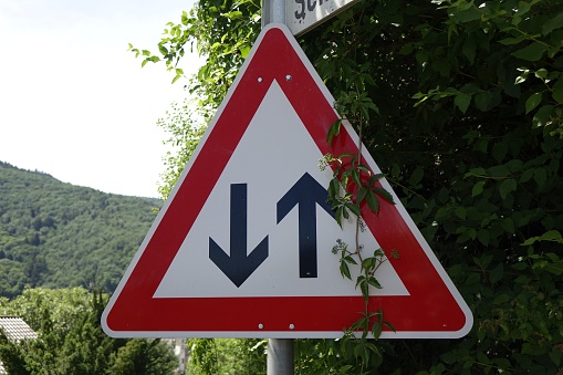 A road street warning danger sign