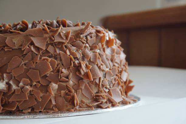 istock Closeup of a chocolate cake on a table. 1447320561