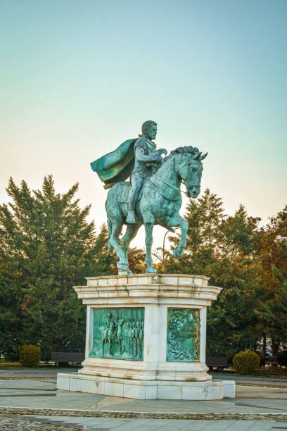 istock Man riding a horse statue 1447322991