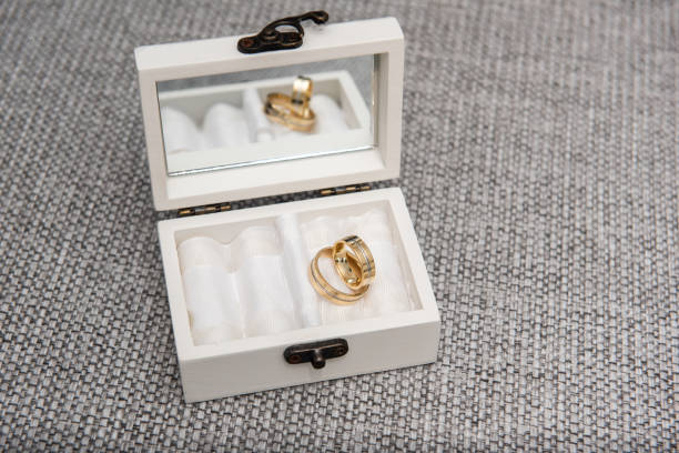 istock gold wedding rings in a white box with a mirror 1447325116