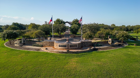 Frisco, United States – September 05, 2022: An aerial shot of Frisco Commons Park in Frisco Texas