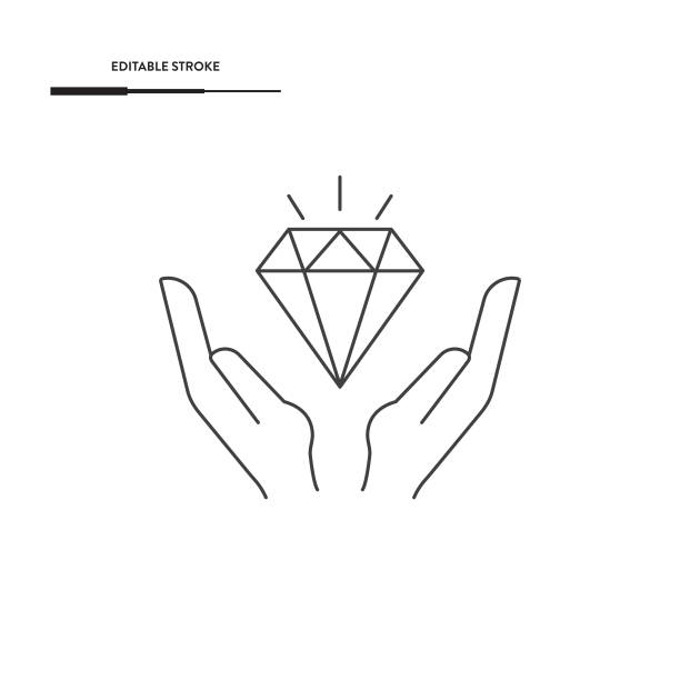 ilustrações, clipart, desenhos animados e ícones de mão e diamante ícone de design vetorial. - jewelry white background diamond gift