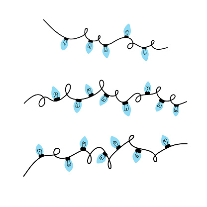 Christmas lights isolated on white background. Doodle vector illustration