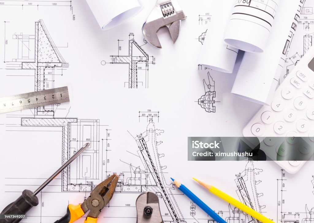 Building/tools Drawinhs Engineering Drawings And Tools Stock Photo - Download Image Now ...