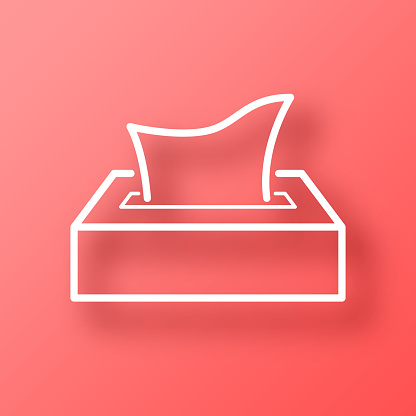 Tissue box. Icon on Red background with shadow