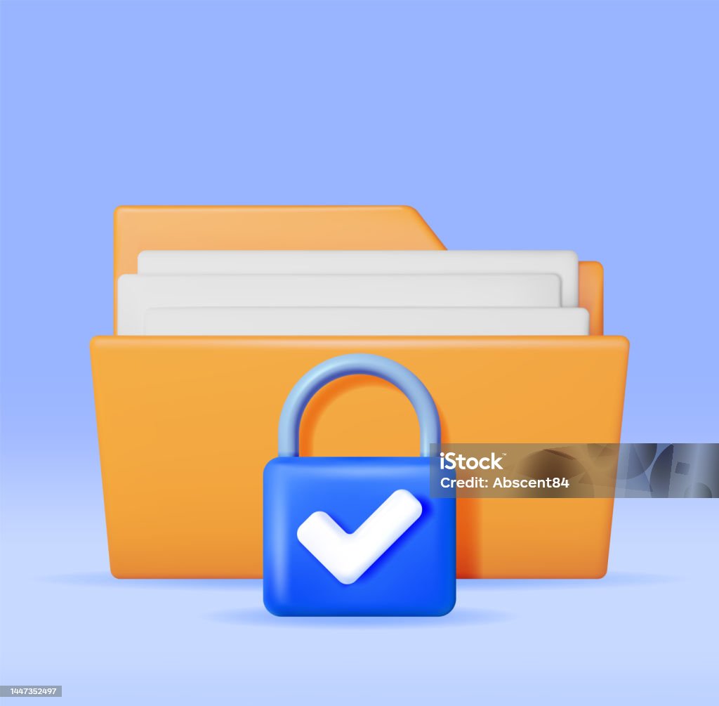 3d Document Folder With Padlock Stock Illustration - Download Image Now ...