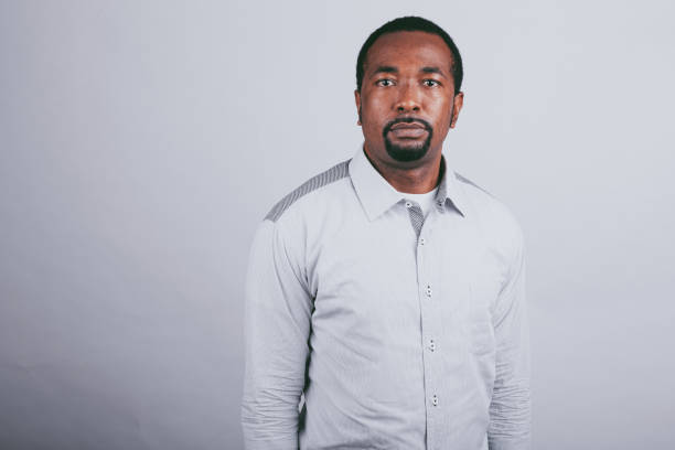 Portrait, grey background, business.