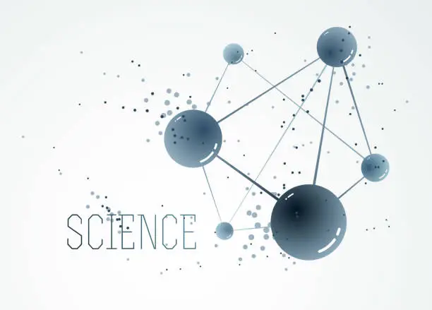 Vector illustration of Molecules vector illustration, science chemistry and physics theme abstract background, micro and nano science and technology theme, atoms and microscopic particles.
