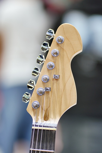 Close-up Headstock of electric guitar