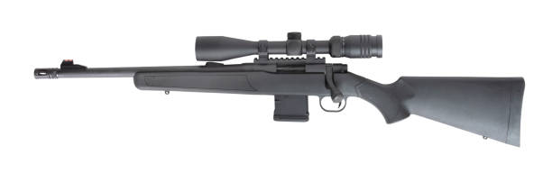 istock Riflescope on a black rifle chambered in 556 1447363033