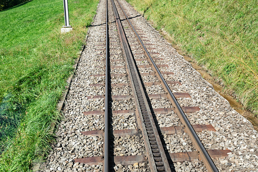 railroad track with old wagons for your design