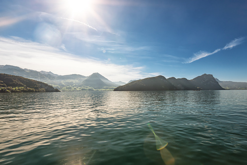 Lake Lucerne Switzerland with bright sunlight