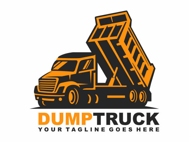 illustrations, cliparts, dessins animés et icônes de vecteur de conception de logo de camion à benne basculante - camion-benne
