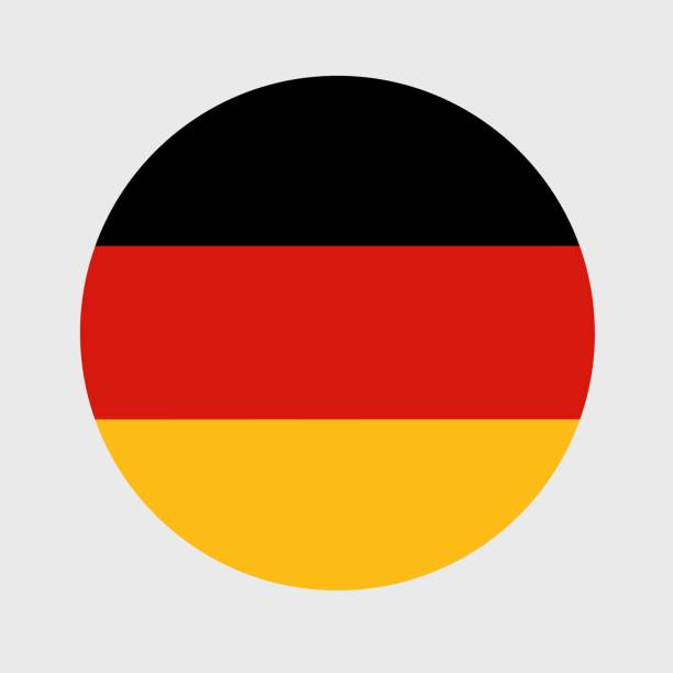 독일 국기의 평평한 둥근 모양의 벡터 그림입니다. 버튼 아이콘 모양의 공식 국기. - german culture germany german flag flag stock illustrations