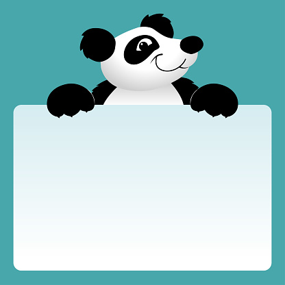 A Cute Vector Illustration of a Panda Holding a Message Panel Board