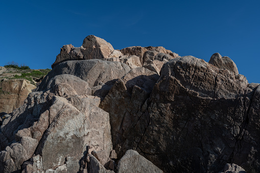 Boulder formation at Horsemen's Center Park in Apple Valley, California,  in the Mojave Desert.